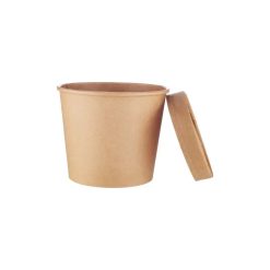 12 Oz Kraft Paper Noodle Bowl with Lid - 250 pcs