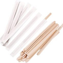 Disposable Wooden Wrapped Coffee Stirrer 14cm - 5000 pcs