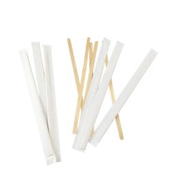 Disposable Wooden Wrapped Coffee Stirrer 19cm - 5000 pcs