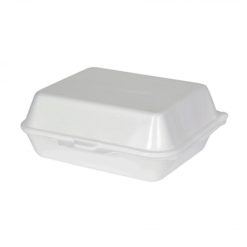 Foam Lunch Box with Hinged Lid (Lb2) White, 185 x 140 x 80 millimeter - 100 pcs
