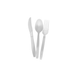 Heavy Duty White Cutlery Set (Spoon/Fork/Knife/Napkin) - 500 pcs