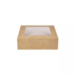 Kraft Square Salad Box with Window, 125 x 125 mm - 250 pcs