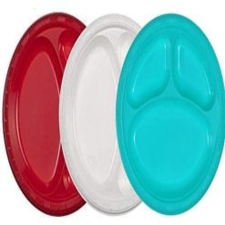 Round Colored Plastic Plate 10" 3-compartment - 500 pcs