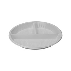 Round Plastic Plate 3-Compartment 10" - 500 pcs