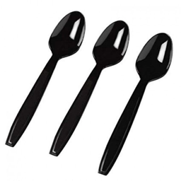 Plastic Heavy Duty Black Spoon 40 x 50 packsouq