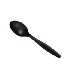 Disposable Heavy Duty Plastic Spoon 6.5 inch - Black [Pack of 50pcsx20pkts]
