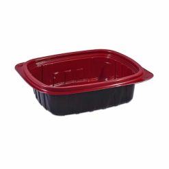 Tutipac Plastic Microwave PP Hot Multipurpose food take away Containers 24 oz - Black And Red 300 Pieces