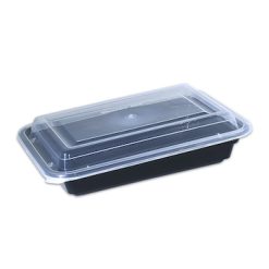 Microwave food take away Container Rectangular 58 oz - Black With Clear Lid 150 Pieces