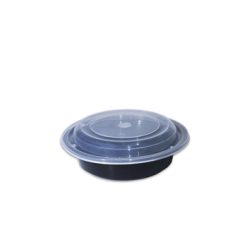 Microwave food take away Black Round Container 16 oz - With Clear Lid 150 Pieces Per Packet