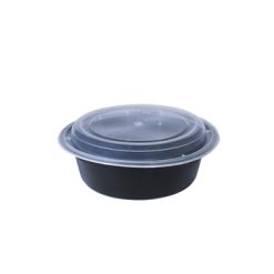 Microwave food take away Container Round 32 oz - Black With Clear Lid 150 Pieces