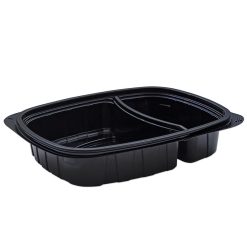 al-bayader-tutipac-plastic-2-compartments-microwave-pp-hot-multipurpose-food-take-away-containers-black-250-pieces-per-packet-with-dome-lid
