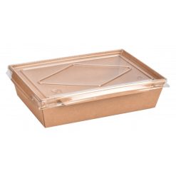 Solpak - Kraft Paper Tray Kraft with Pet Lid - 1200ml - 200 Pcs