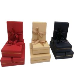Cardboard Gift Box with Satin Ribbon in Color, Square Decorative Gifting Boxes (Full Set)