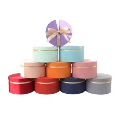 Round Shape Velvet Gift Box Florist Flower Holder Bucket 3Pcs Set (Full Set) -4