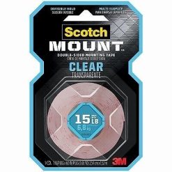 3M Scotch-Mount Clear Double-Sided Mounting Tape 410H, 1 in x 60 in (2.54cm x 1.52 m)