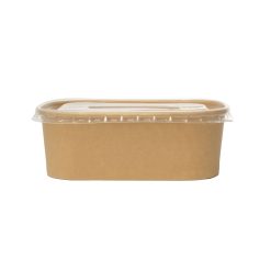 rectangular kraft container 750ml wit Pet Lid